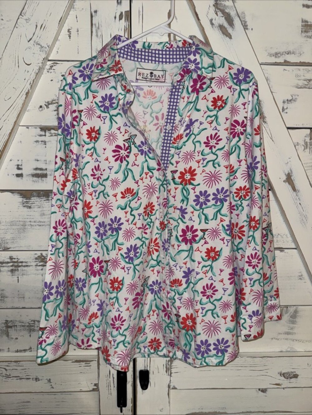 NWT REZOBAY Luxury Resort West Vacation Summer Whimsy Print Tunic Top Size XL